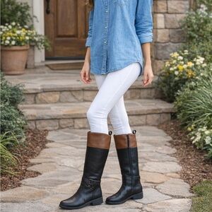 Free Reign Women Knee High Riding Boots Black Brown Size 6